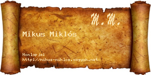 Mikus Miklós névjegykártya