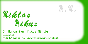 miklos mikus business card
